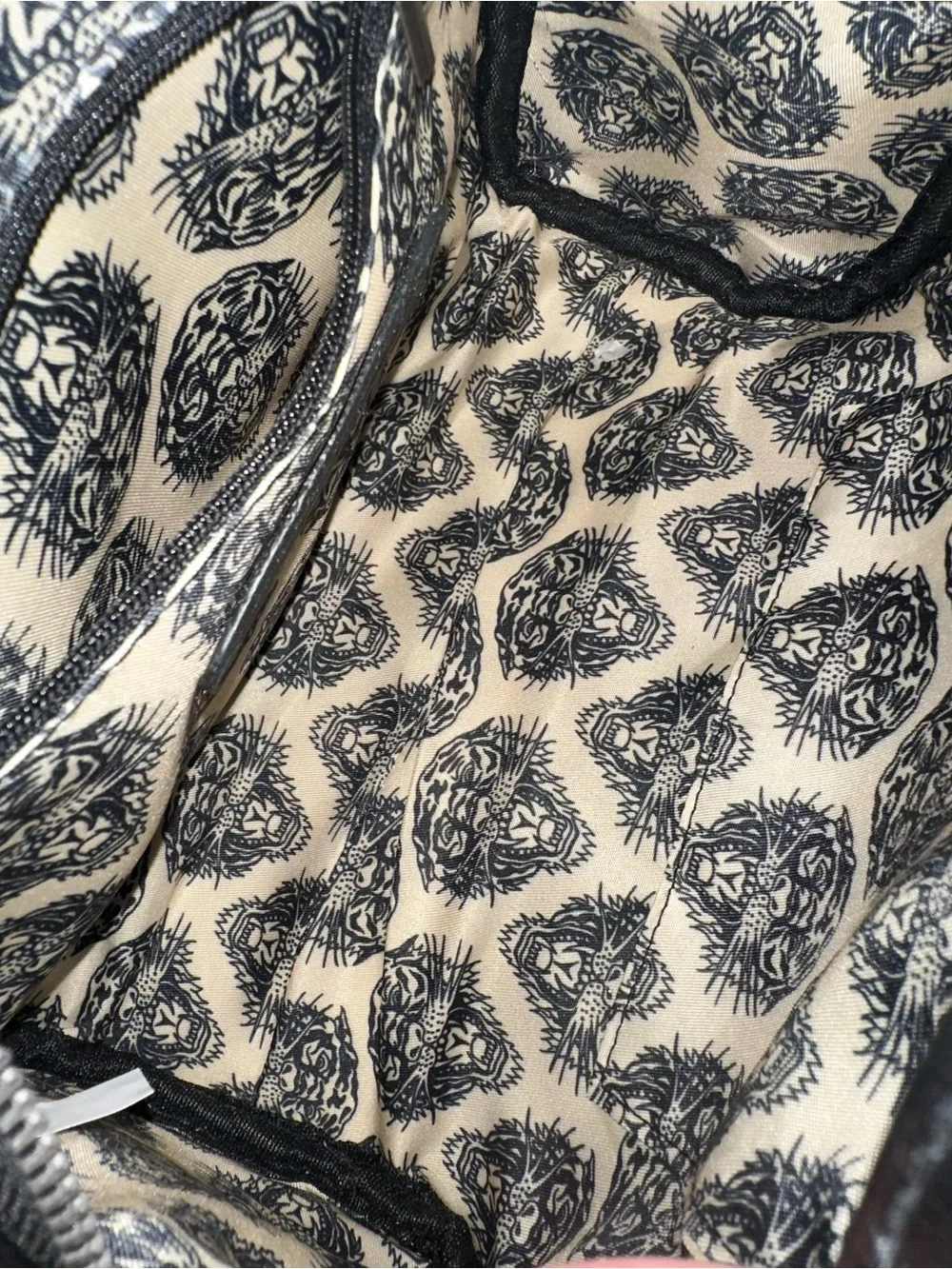 Ed Hardy Tiger & Floral Rhinestone Embellished Dome Bowler Satchel Crossbody Bag
